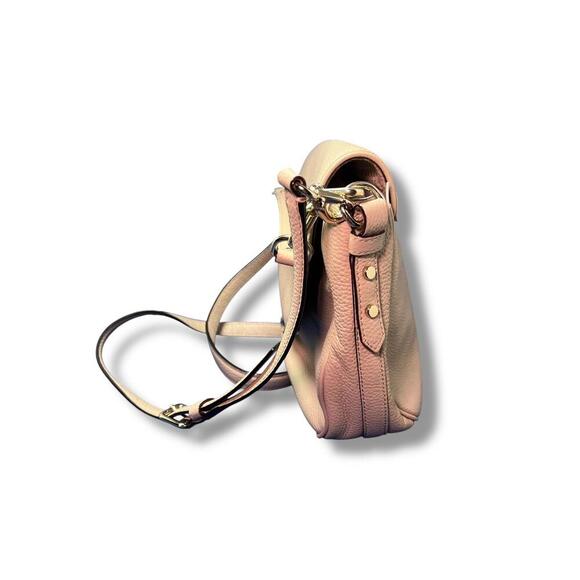 Kate Spade New York Crossbody Bag Nude Taupe Pebbled Leather Flap Purse - Picture 3 of 15